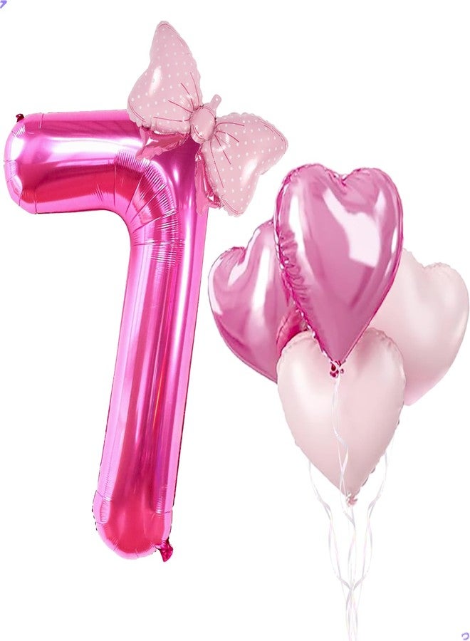Florisland 40 Inch Huge Pink 7 Birthday Balloon for Girls, Foil Mylar Helium Pink 7 Balloon Number for Girls 7th Birthday Decorations, Celebrations Party Supplies Favors Cake Smash Decorations, Backdrops - Image 1